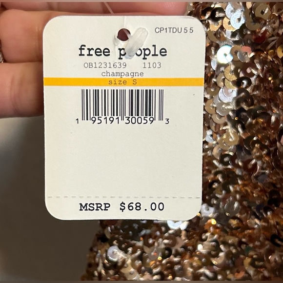 NWT Free People Hey Girl Sequin Cami Champagne size Small - Picture 5 of 16